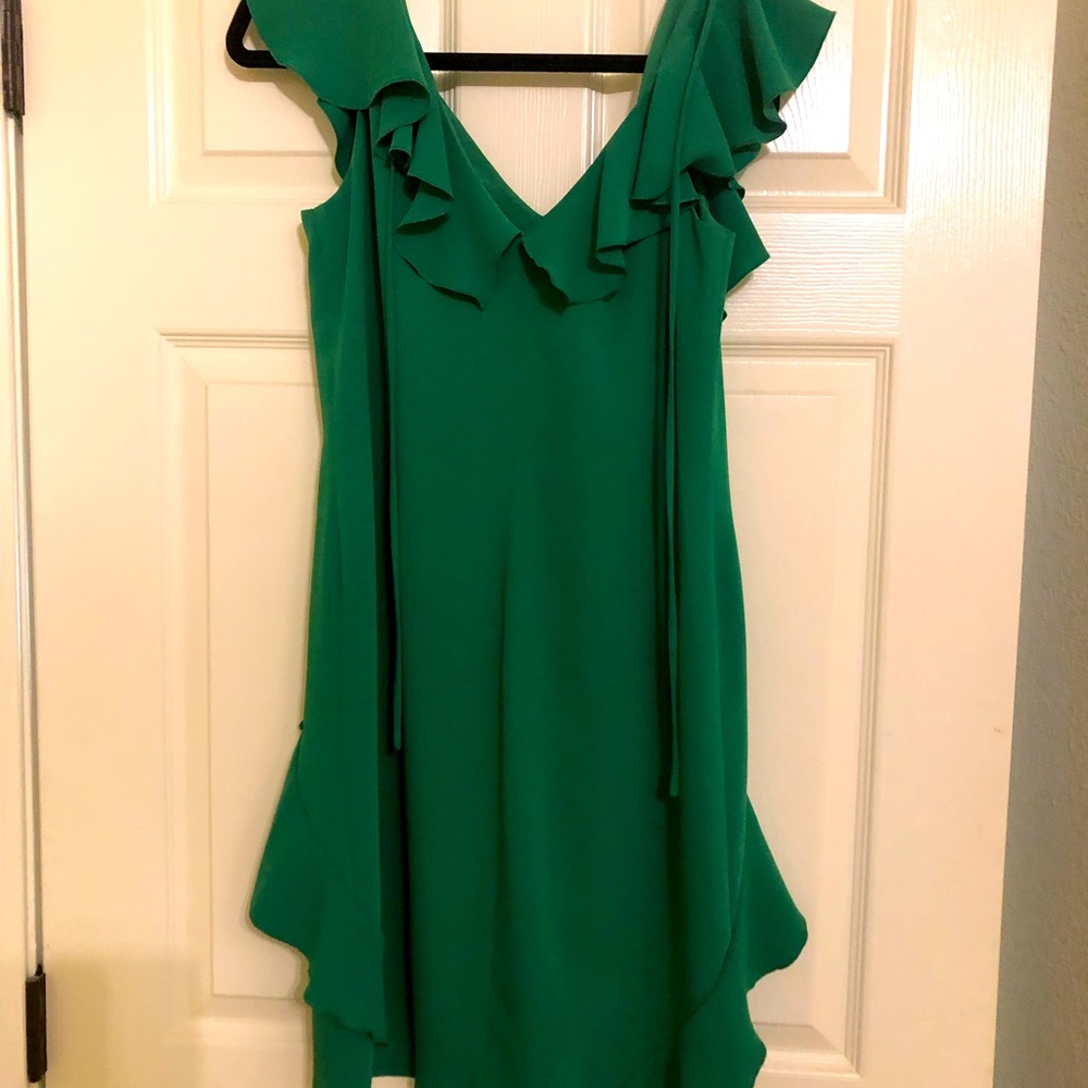 Beautiful emerald green dress by Trina Turk.